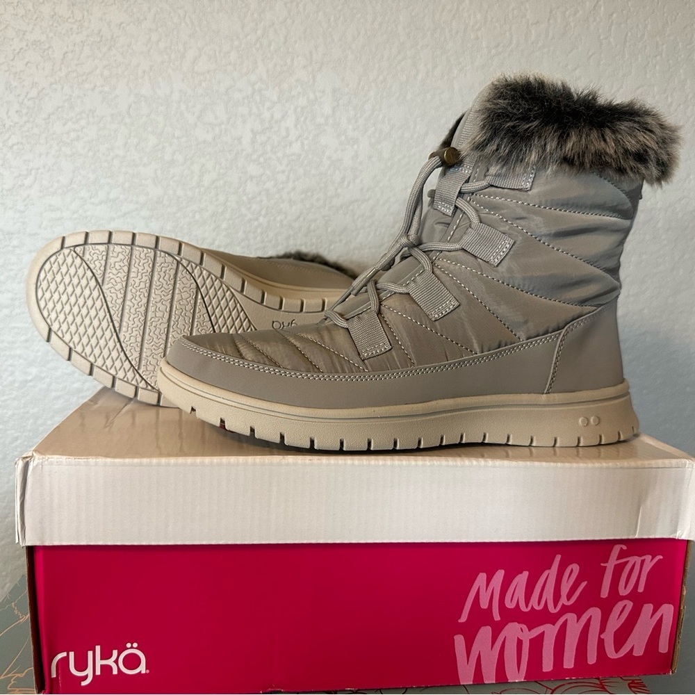 Ryka Quilted Faux‎ Fur Bungee Winter Boots Paloma Size 8.5